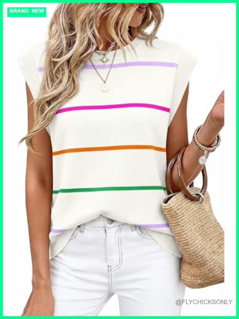 Women's Lightweight Crew Neck Cap Sleeve Knit Tank Top